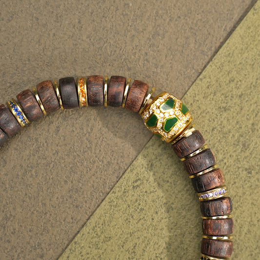 Rosewood Heartwood Slice Bracelet: Handcrafted Prayer Beads with Long-Lasting Natural Aroma