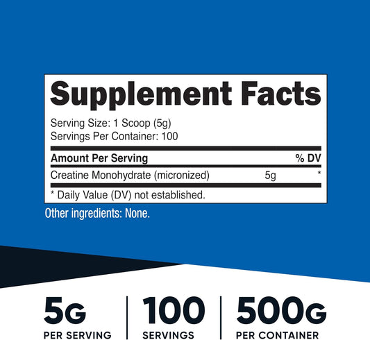 Nutricost Creatine Monohydrate Micronized Powder 500G, 100 Servings