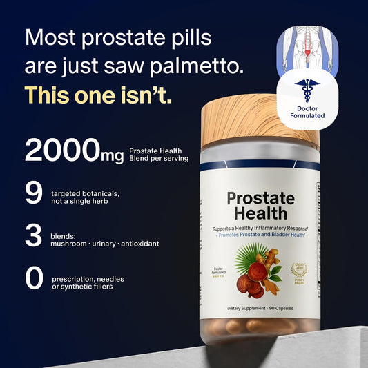 Comparison graphic showing the prostate blend alongside a standard saw palmetto pill