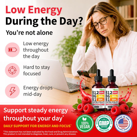 Low energy during the day graphic with the B12 dropper