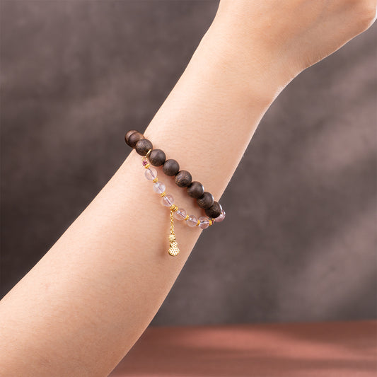 Agarwood & Crystal Bracelet Calm Compass Agarwood Crystal for attract luck