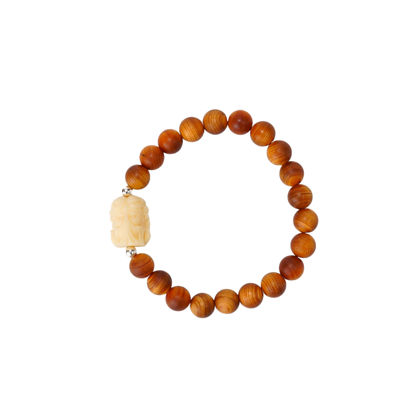 VerdantStrand Cypress Wood & Ivory Fruit Fox Amulet Bracelet