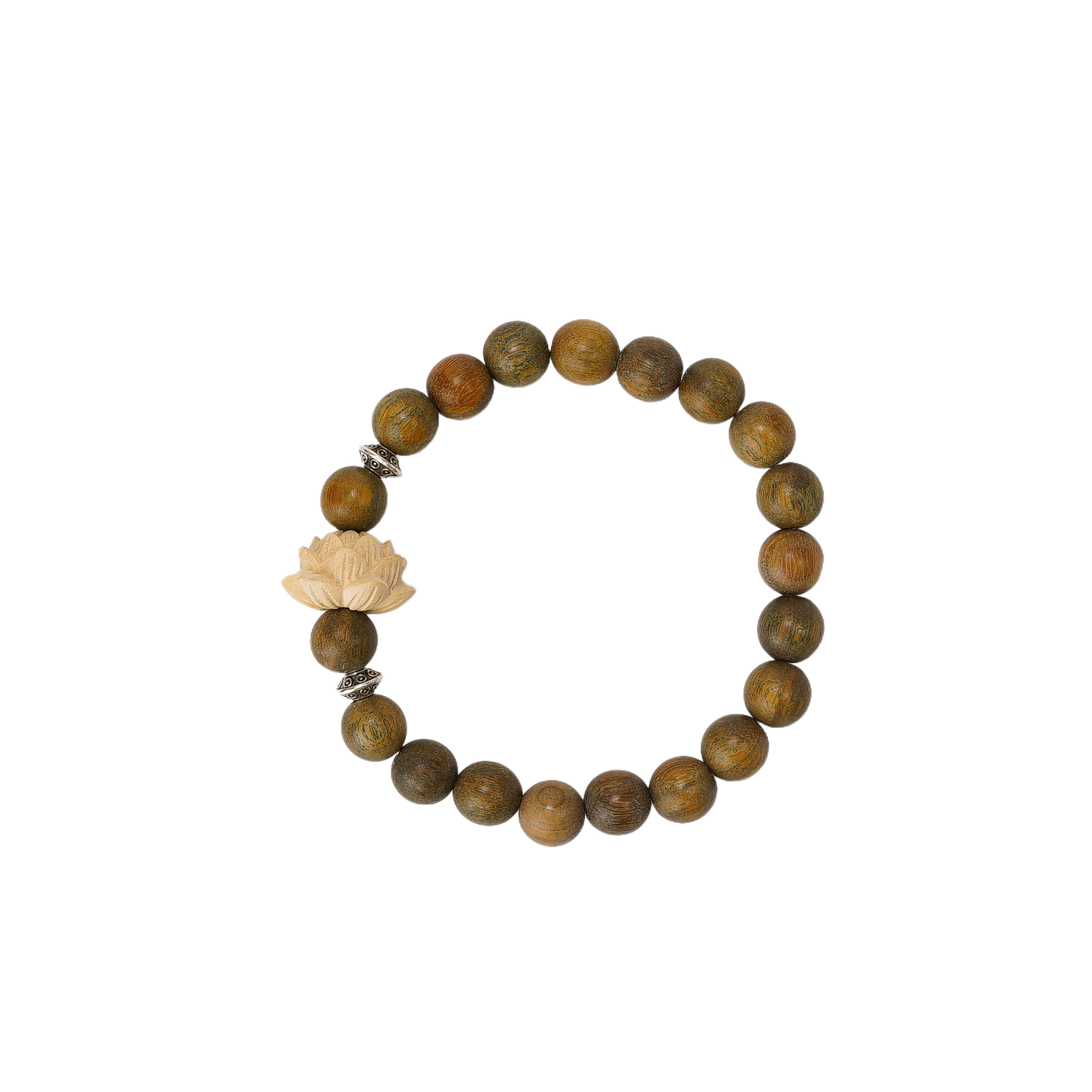 VerdantStrand Green Sandalwood & Lotus Flower Bracelet