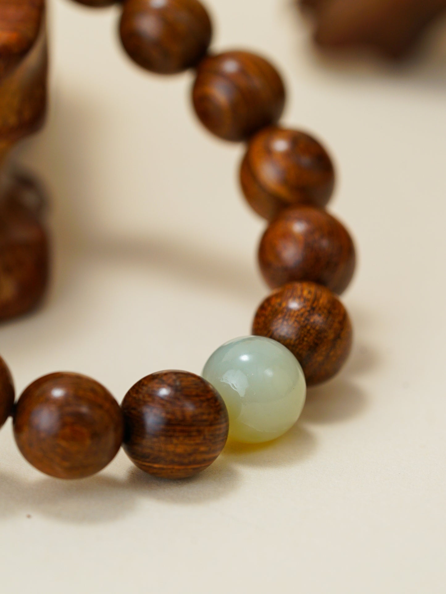 VerdantStrand Golden Sandalwood & Hetian Jade Amulet Bracelet