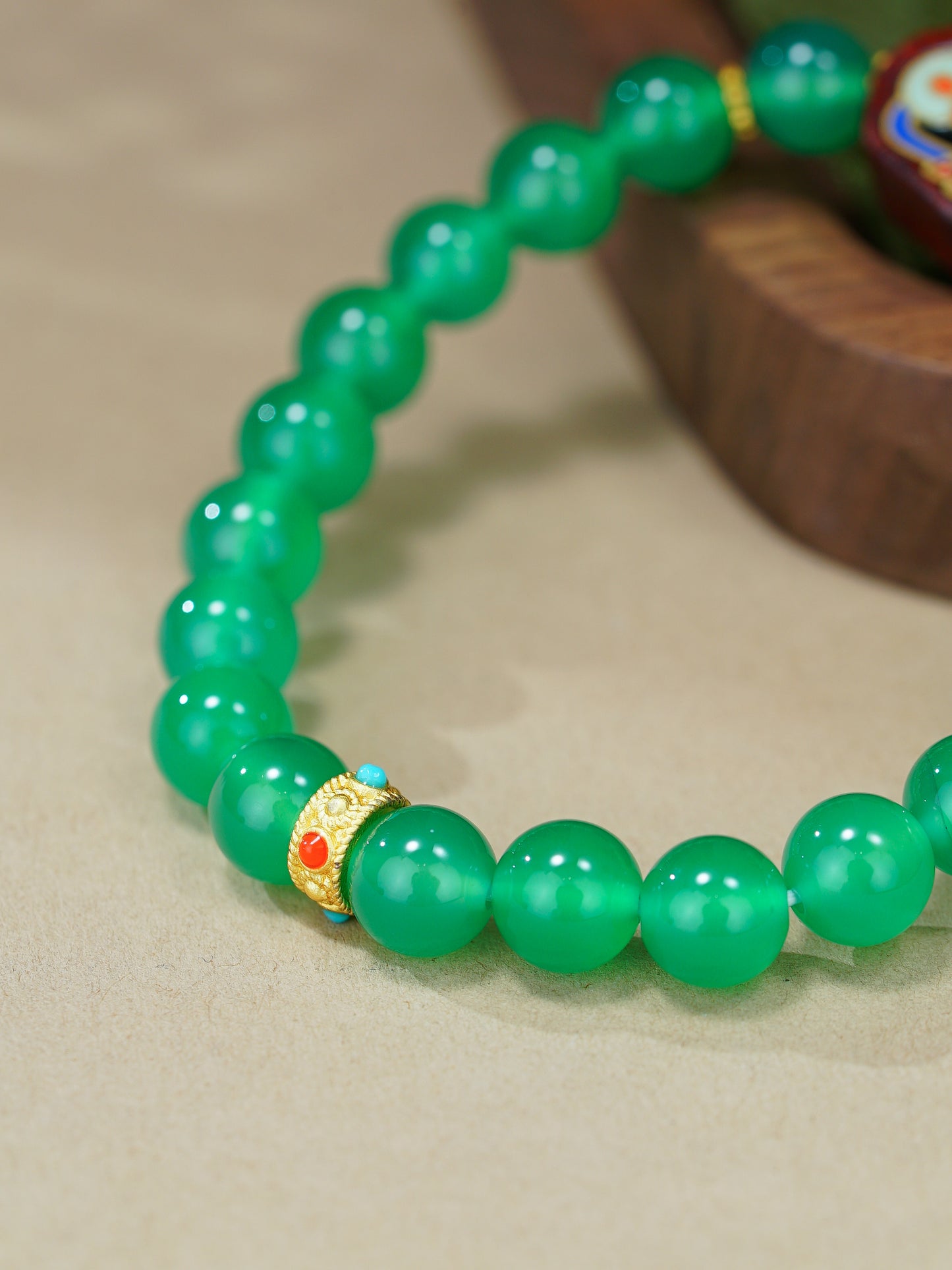 VerdantStrand Chalcedony & Buddha Amulet Bracelet