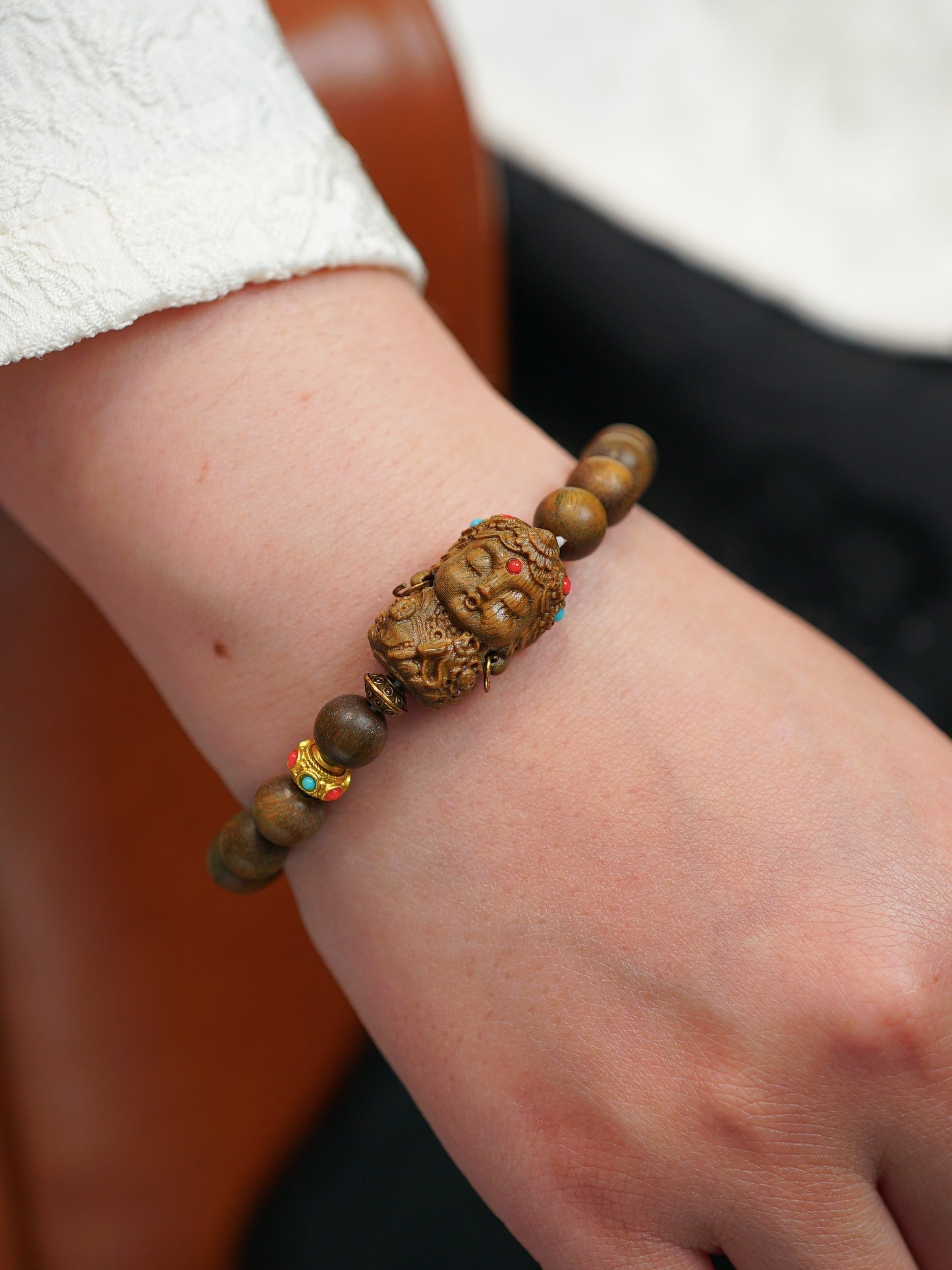 VerdantStrand Green Sandalwood & Tara Amulet Bracelet