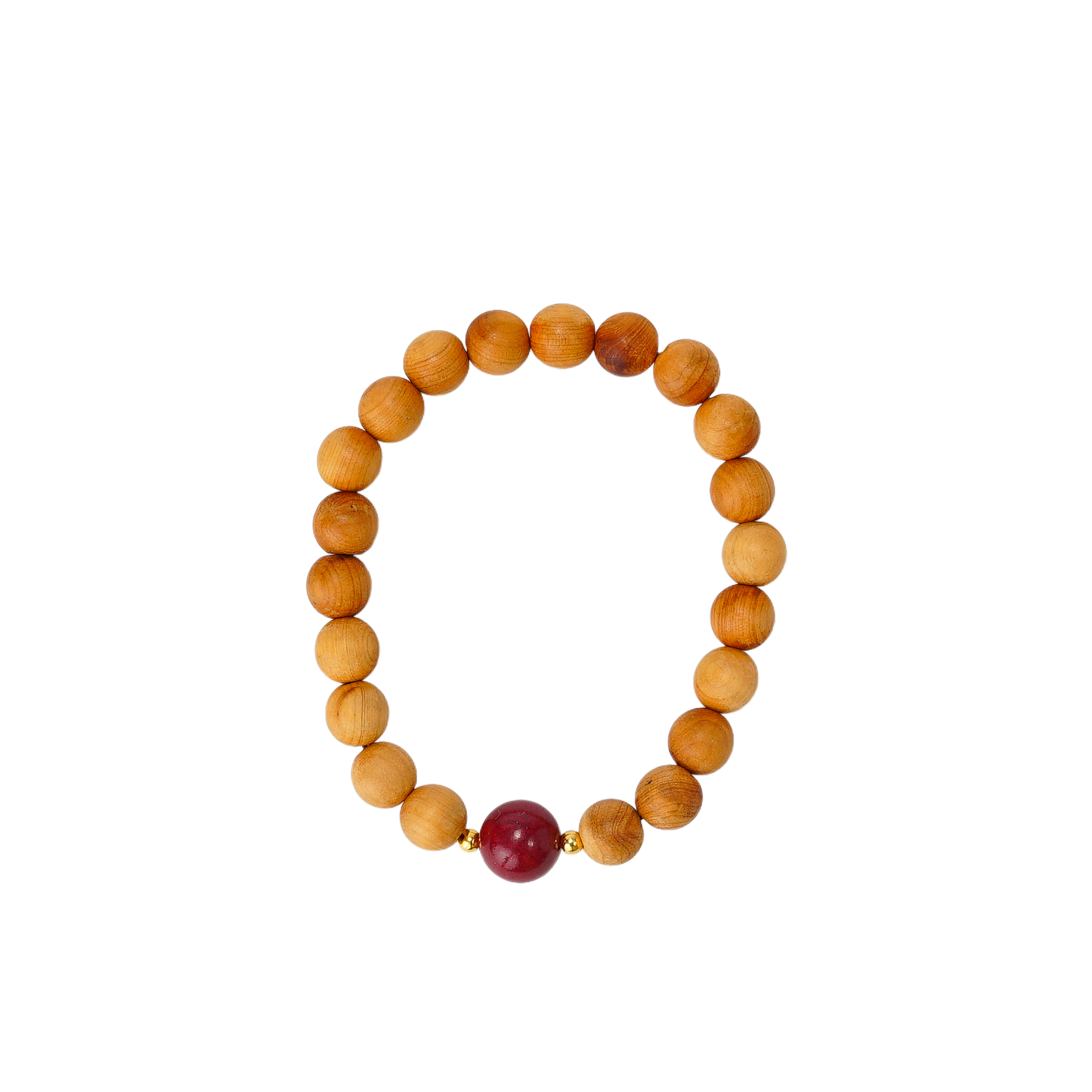 VerdantStrand Cypress Wood & Cinnabar Amulet Bracelet