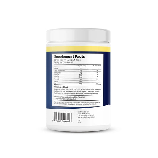 3 Pack - Bella All Natural - Colon Cleanse Piña Flavor - 400grams