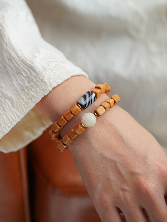 VerdantStrand Barbie Sandalwood & Bodhi Seed Double-Strand Bracelet