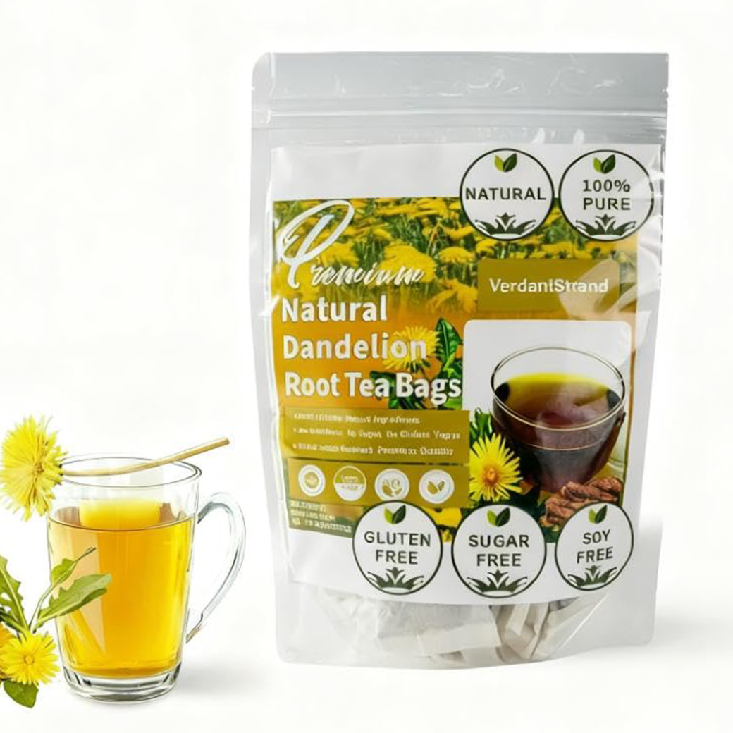 VerdantStrand 100% Natural & Pure dandelion root tea for liver & kidney health - 60 Tea Bags herbal tea with dandelion Leaf & Root- traditional Chinese tea，No Sugar, Caffeine-Free