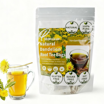 VerdantStrand 100% Natural & Pure dandelion root tea for liver & kidney health - 60 Tea Bags herbal tea with dandelion Leaf & Root- traditional Chinese tea，No Sugar, Caffeine-Free