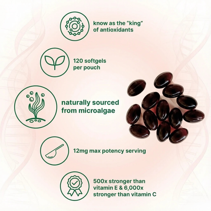 Natural Astaxanthin 12mg with Coconut Oil for Skin & Eye Health - 120 Softgels