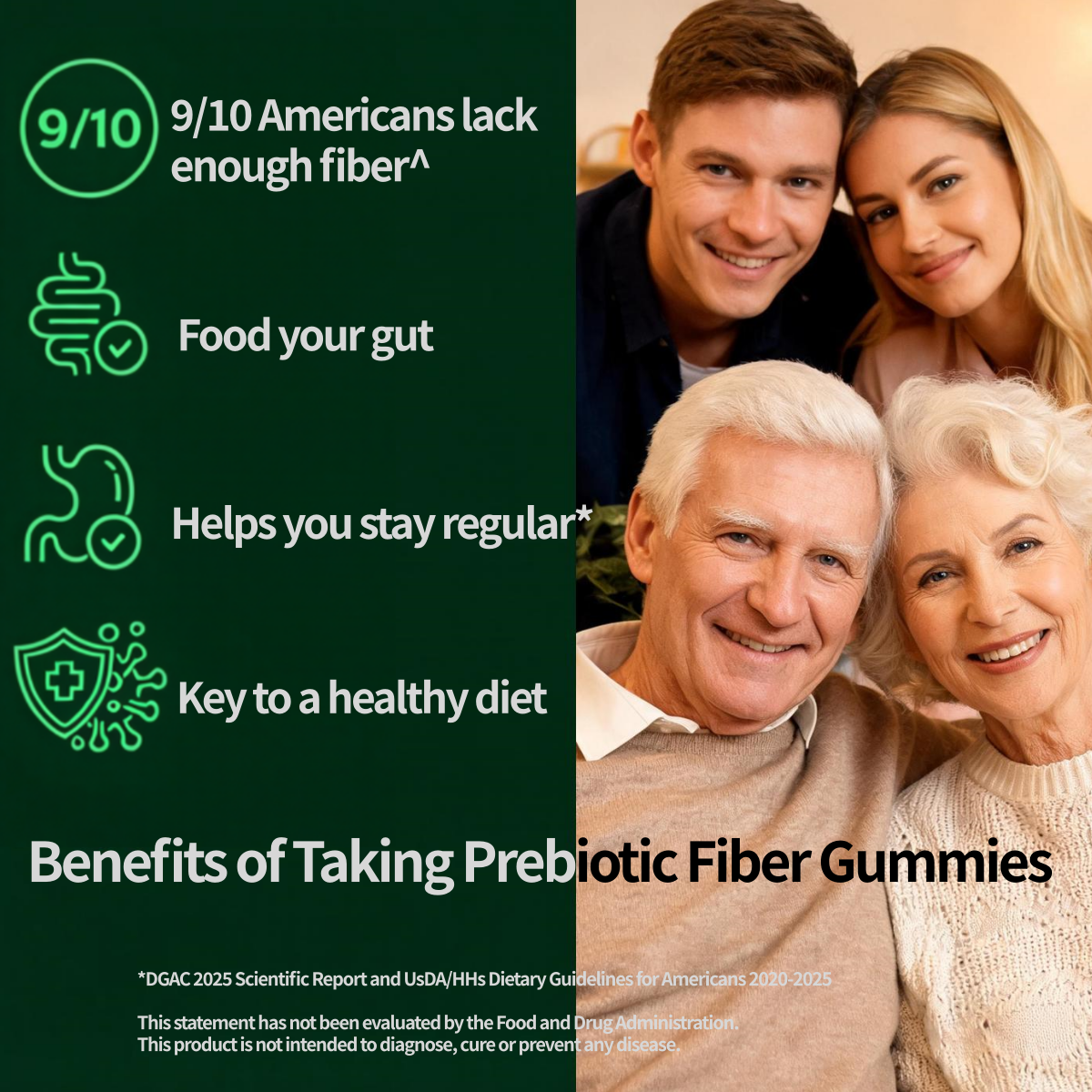 Fiber Gummies – 5g Prebiotic Fiber, 0g Sugar, Vegan, Raspberry Lemon, 60 Gummies