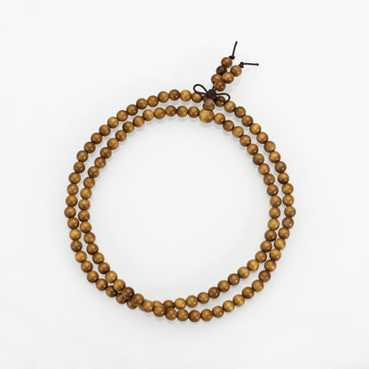 Sandalwood 108 Bead Mala: Golden Grain Sandalwood Prayer Beads