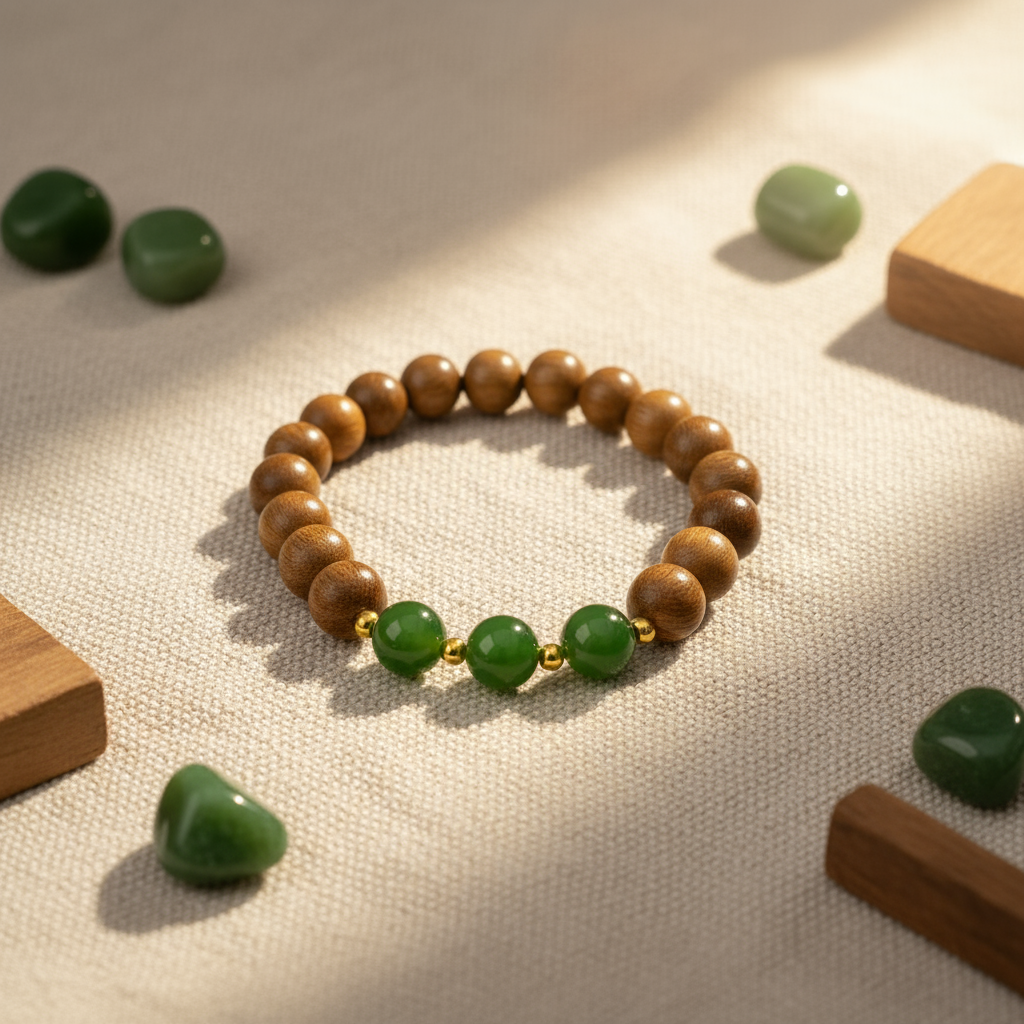Hainan Agarwood & Green Jade Bracelet: Grounding Harmony and Renewal