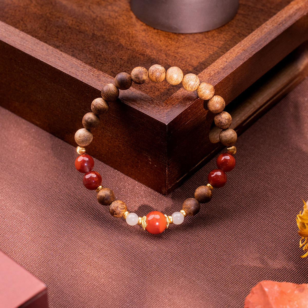 Restorative Path A Agarwood & Agate Bracelet Agarwood Agate for gentle healing