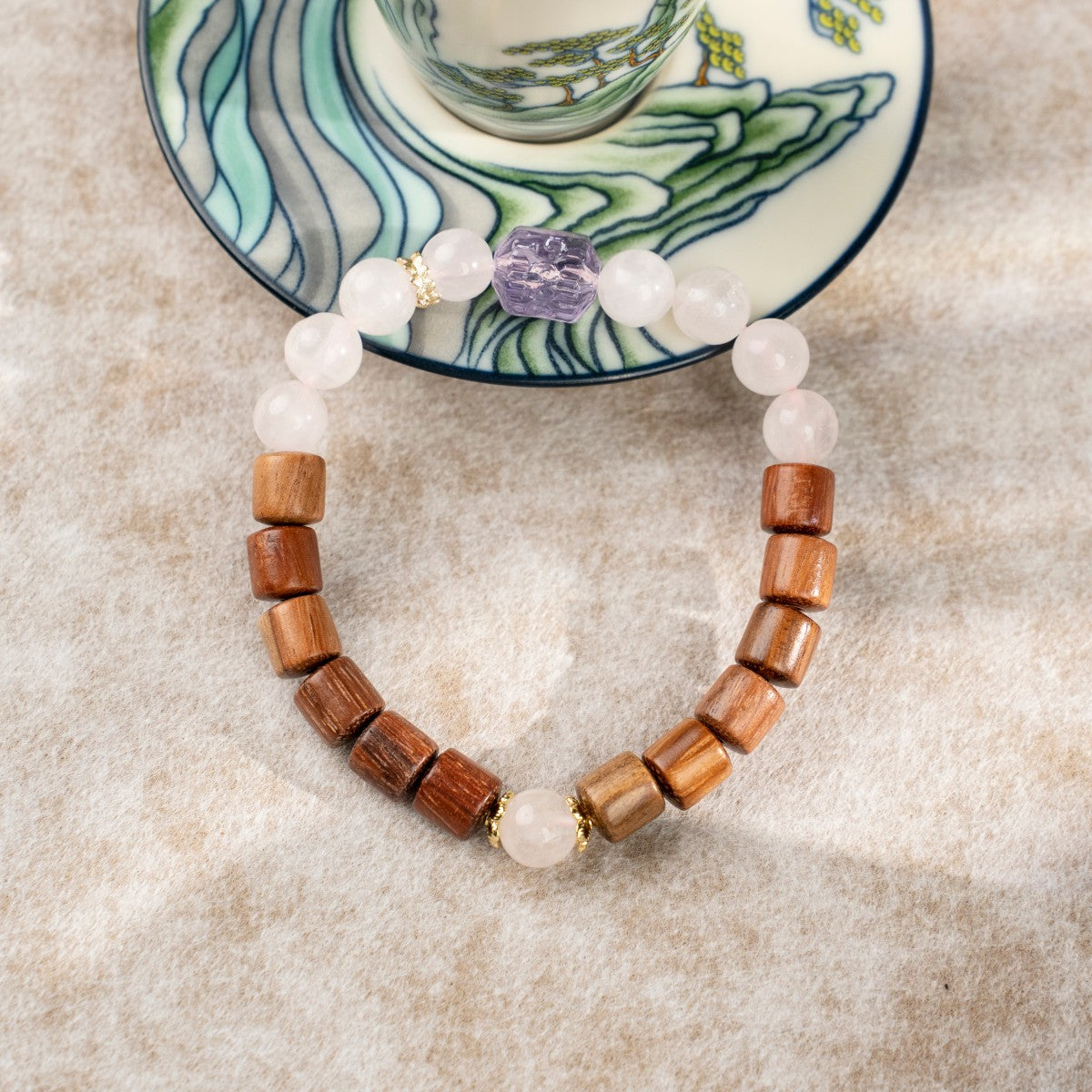 Quartz & Rosewood Bracelet — Heartwarming Love, Handcrafted Harmony