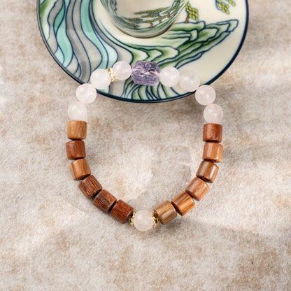 Quartz & Rosewood Bracelet — Heartwarming Love, Handcrafted Harmony