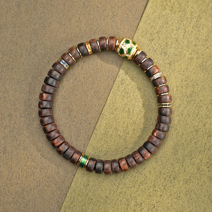 Rosewood Heartwood Slice Bracelet: Handcrafted Prayer Beads with Long-Lasting Natural Aroma