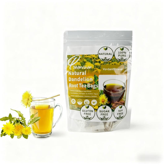 VerdantStrand 100% Natural & Pure dandelion root tea for liver & kidney health - 60 Tea Bags herbal tea with dandelion Leaf & Root- traditional Chinese tea，No Sugar, Caffeine-Free
