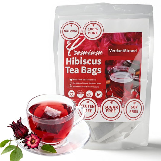 VerdantStrand Hibiscus Tea Bags, 60 Count – Premium Hibiscus Flower Tea/Flor de Jamaica, 100% Natural Herbal Tea, Caffeine-Free, Sugar-Free