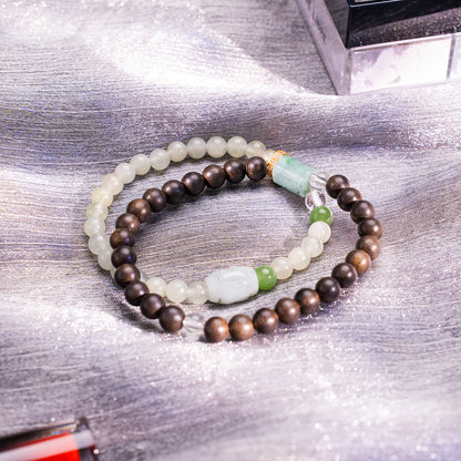 .6Diy A Agarwood & Jade Bracelet Agarwood Jade for encourage prosperity