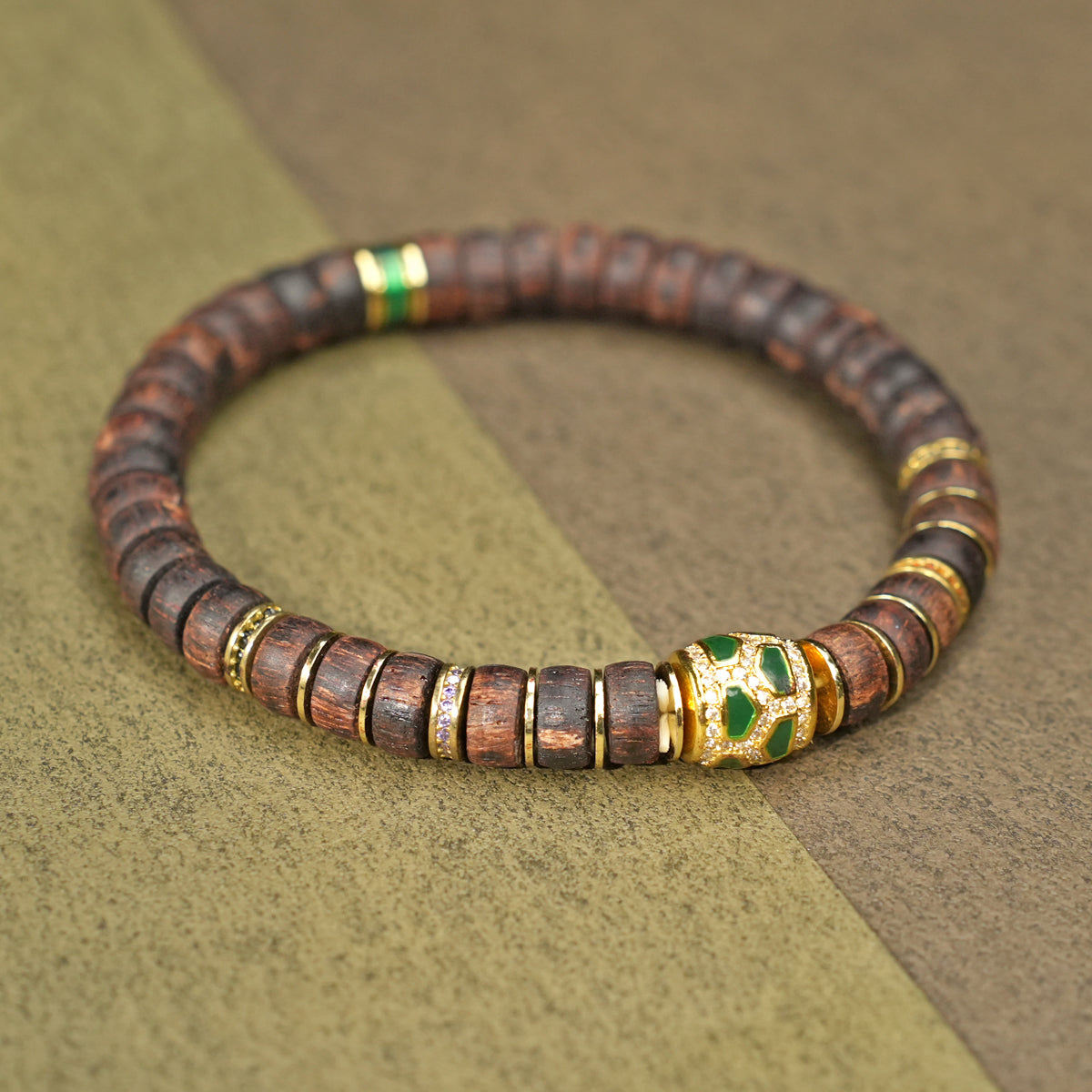 Rosewood Heartwood Slice Bracelet: Handcrafted Prayer Beads with Long-Lasting Natural Aroma