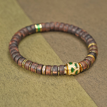 Rosewood Heartwood Slice Bracelet: Handcrafted Prayer Beads with Long-Lasting Natural Aroma