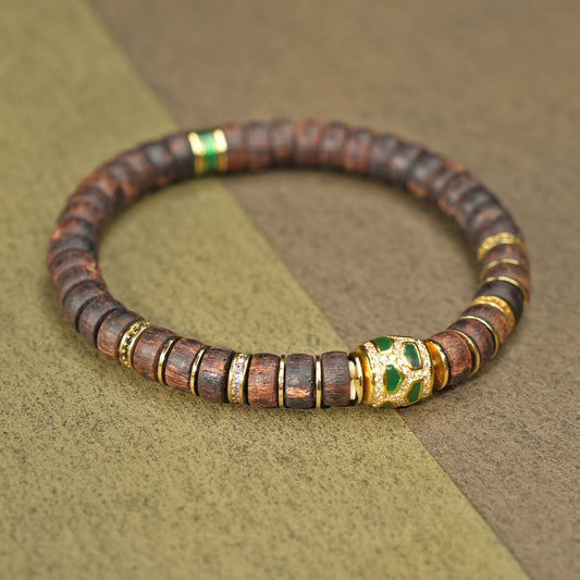 Rosewood Heartwood Slice Bracelet: Handcrafted Prayer Beads with Long-Lasting Natural Aroma