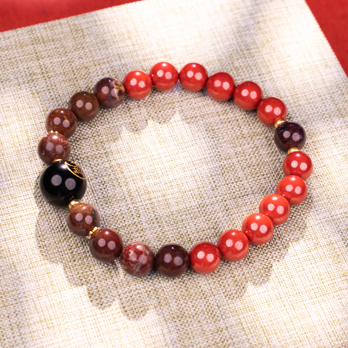 Steady Guard crafted with agate and cinnabar Agate Cinnabar for bring protection