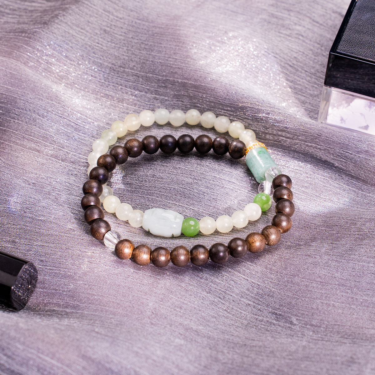 .6Diy A Agarwood & Jade Bracelet Agarwood Jade for encourage prosperity