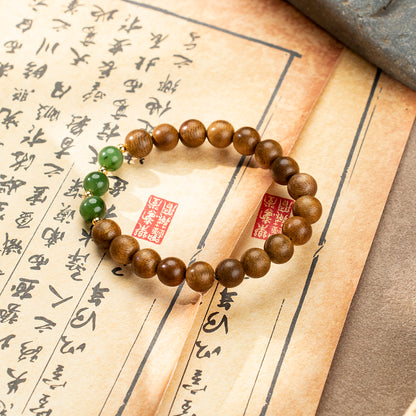 Hainan Agarwood & Green Jade Bracelet: Grounding Harmony and Renewal