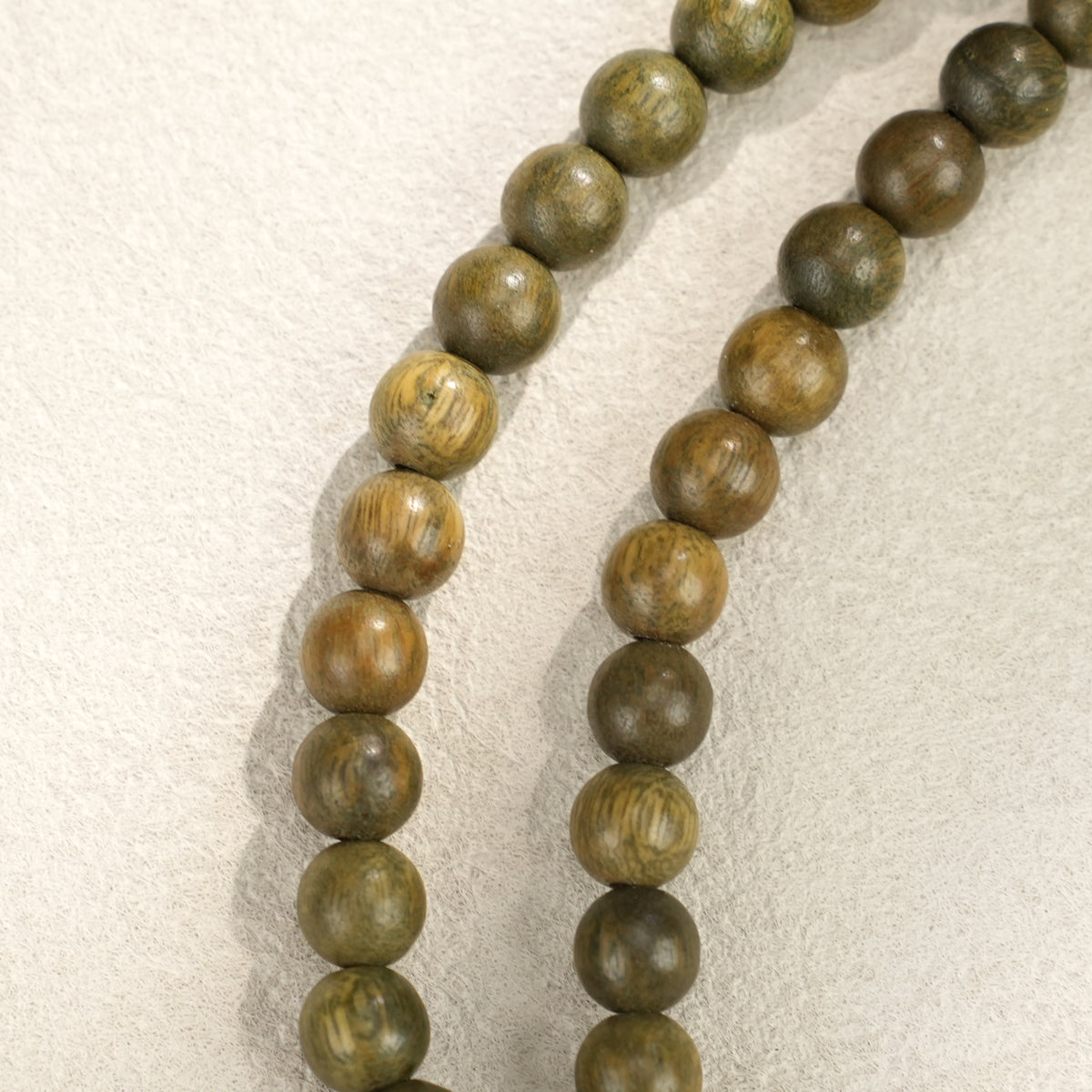 Green Sandalwood 108 Bead Mala: Natural Wood Meditation Beads