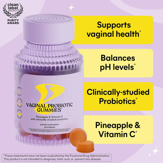 Lemme Purr Gummies - Vaginal Probiotic for Women - Balanced pH, Healthy Odor, Yeast Balance & Flora Support - Tasty Pineapple (60 Count)