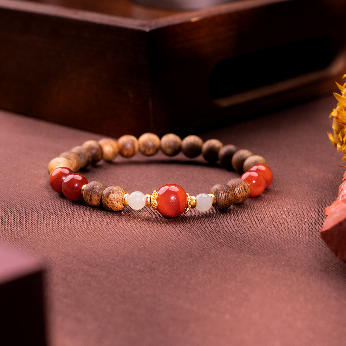 Restorative Path A Agarwood & Agate Bracelet Agarwood Agate for gentle healing