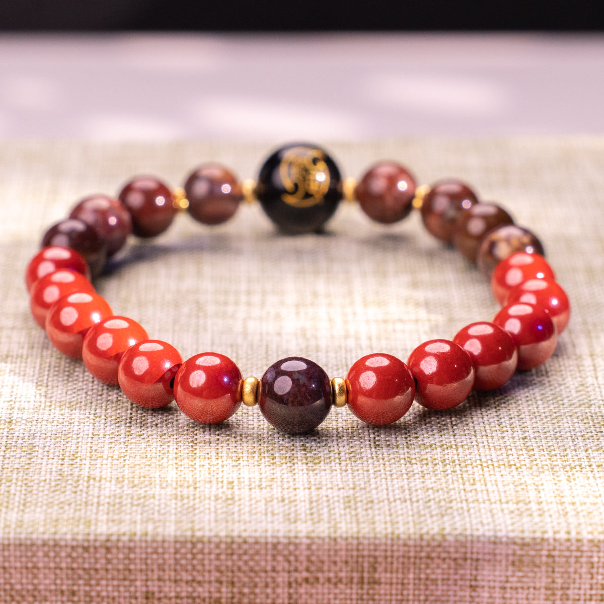 Steady Guard crafted with agate and cinnabar Agate Cinnabar for bring protection
