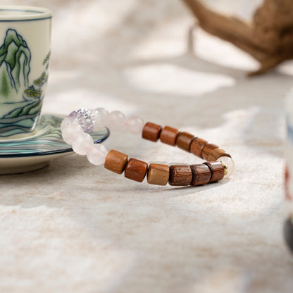 Quartz & Rosewood Bracelet — Heartwarming Love, Handcrafted Harmony