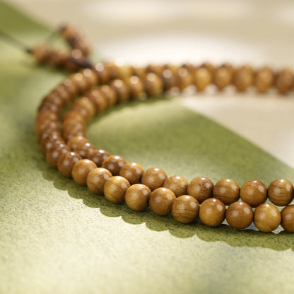Sandalwood 108 Bead Mala: Golden Grain Sandalwood Prayer Beads