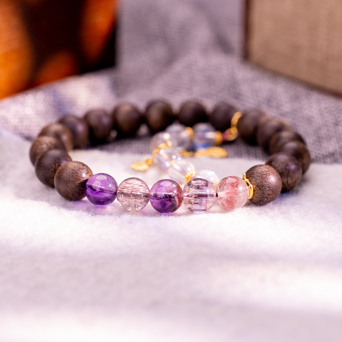 Agarwood & Crystal Bracelet Calm Compass Agarwood Crystal for attract luck