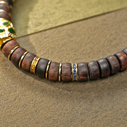Rosewood Heartwood Slice Bracelet: Handcrafted Prayer Beads with Long-Lasting Natural Aroma