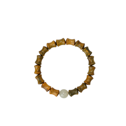 VerdantStrand Green Sandalwood & Hetian Jade Amulet Bracelet
