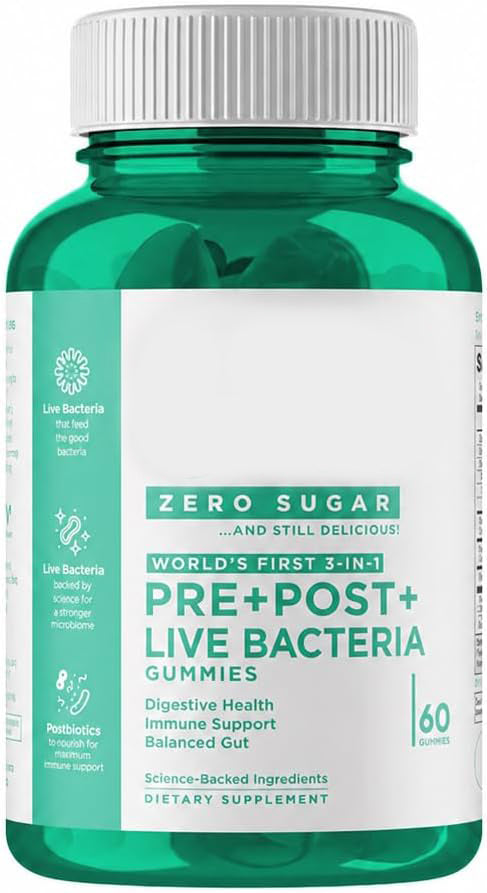 Goli Zero Sugar Pre Pro Postbiotic Gummies - Worlds First 3-in-1 with DE111, XOS, MCC1849 - No Sugar Alcohols - Vegan, Keto-Friendly, Non-GMO