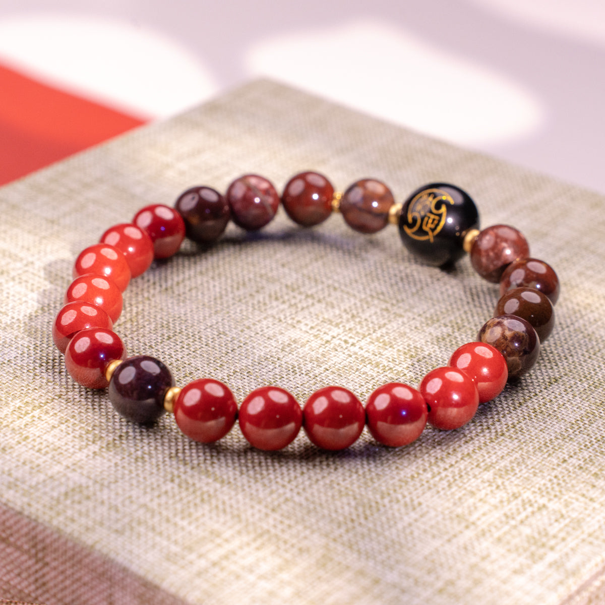 Steady Guard crafted with agate and cinnabar Agate Cinnabar for bring protection