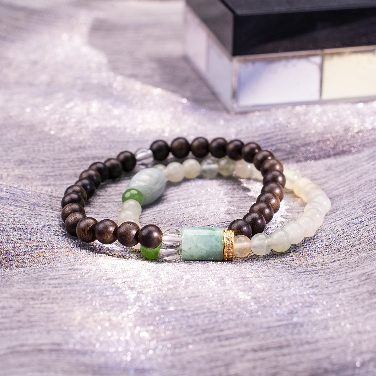 .6Diy A Agarwood & Jade Bracelet Agarwood Jade for encourage prosperity