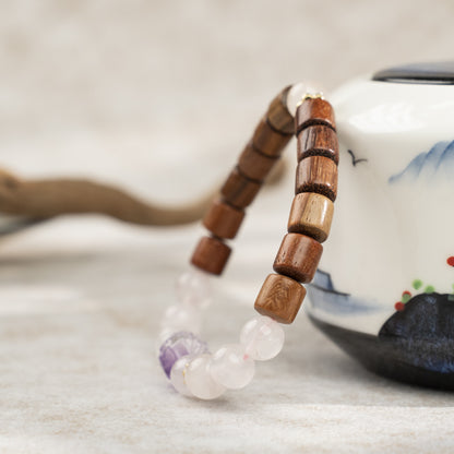 Quartz & Rosewood Bracelet — Heartwarming Love, Handcrafted Harmony