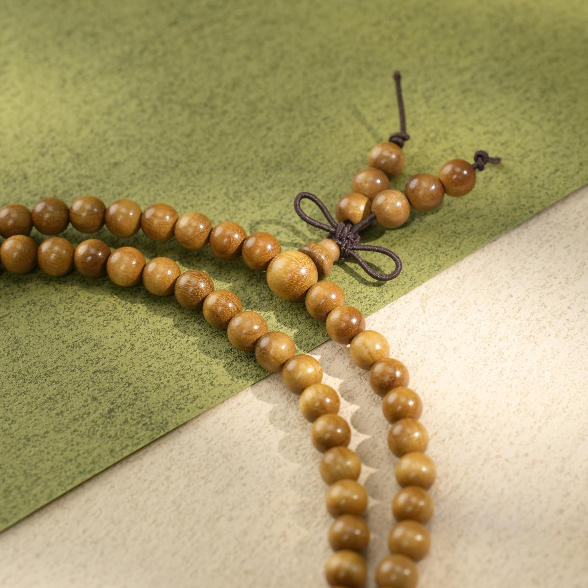 Sandalwood 108 Bead Mala: Golden Grain Sandalwood Prayer Beads