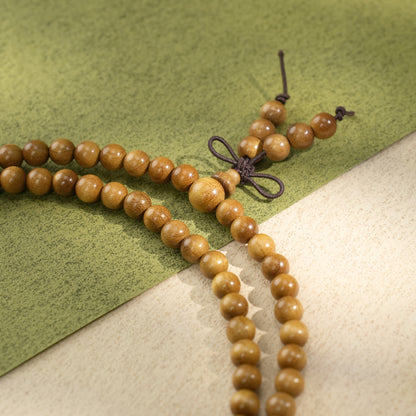 Sandalwood 108 Bead Mala: Golden Grain Sandalwood Prayer Beads