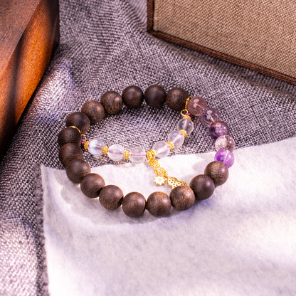Agarwood & Crystal Bracelet Calm Compass Agarwood Crystal for attract luck