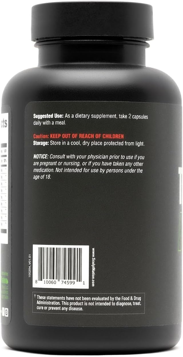Back label and directions for the men's vitality capsules