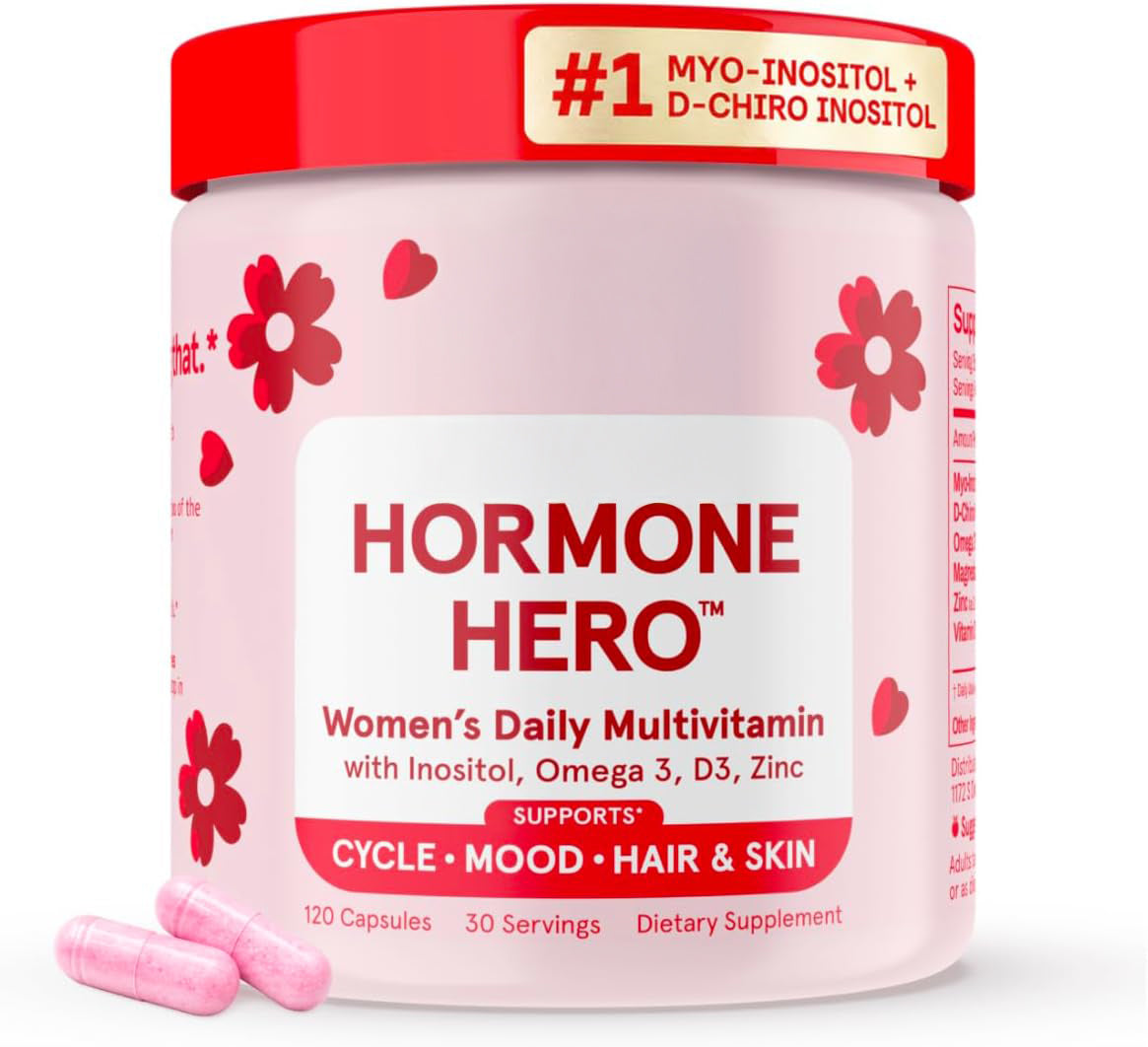 Peach Perfect Inositol Multivitamin – Myo-Inositol & D-Chiro 40:1 Blend, Omega-3, Vitamin D3, Magnesium, Zinc – Supports Women’s Health, Mood, Energy, Supplement – 30 SVG